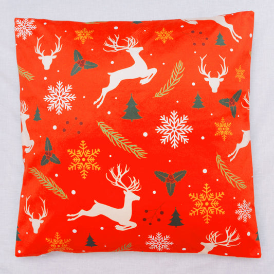 Velvet Christmas Cushion Cover- Multicolour Red