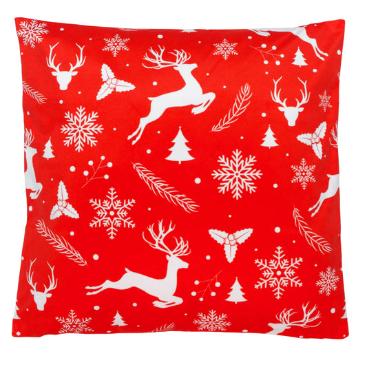 Velvet Christmas Cushion Cover- Red And White