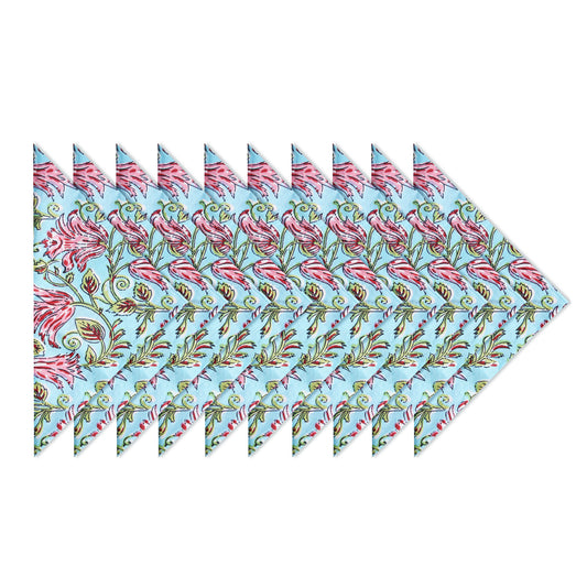 Turquoise Pink Print 100% Cotton Dinner Napkins 18'' - Set of 10