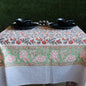 Block Printed Rectangle Tablecloth Table Cover- White Red Floral