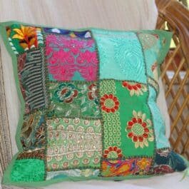 Khambadi Embroidered Patchwork Cushion Cover With Resa Work