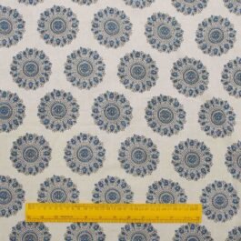 Hand Block Print 100% Cotton White Mandala Pattern Dress Fabric Design 148