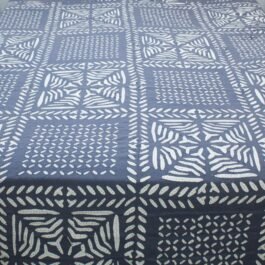 Gray White Indian Applique Cutwork Kantha Bedspread