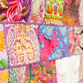 Sari Patchwork Purple Wall Hanging Tapestry Indian Vintage Handmade