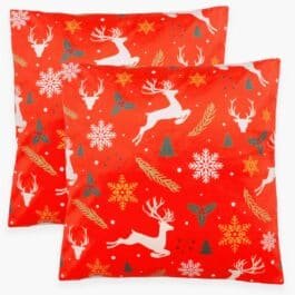 Set of 2 Multi Colored Christmas Decorative Velvet Cushion Covers 16 x 16 inch