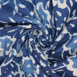 Hand Block Print Indigo Floral Jaal 100% Cotton Dress Fabric Design 479