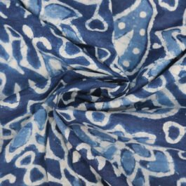 Hand Block Print Indigo Paisley Pattern 100% Cotton Dress Fabric Design 487
