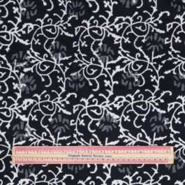 Hand Block Print Black With Grey Flower Jaal 100% Cotton Dress Fabric Design 489