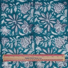 Hand Block Print Deep Sea Green Floral 100% Cotton Dress Fabric Design 500